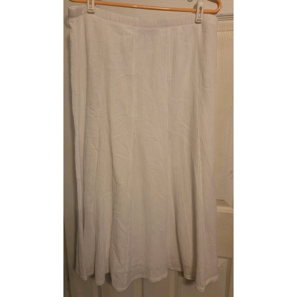 Susan Graver Textured Maxi Skirt White Size L
